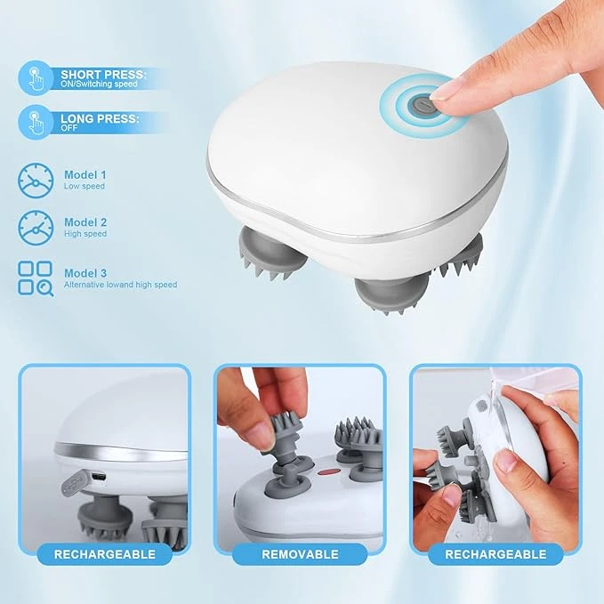 Smart Electric Head Massager Relax Shoulder Neck Deep Tissue Red Light Body Scalp Massage Kneading Vibrating Device