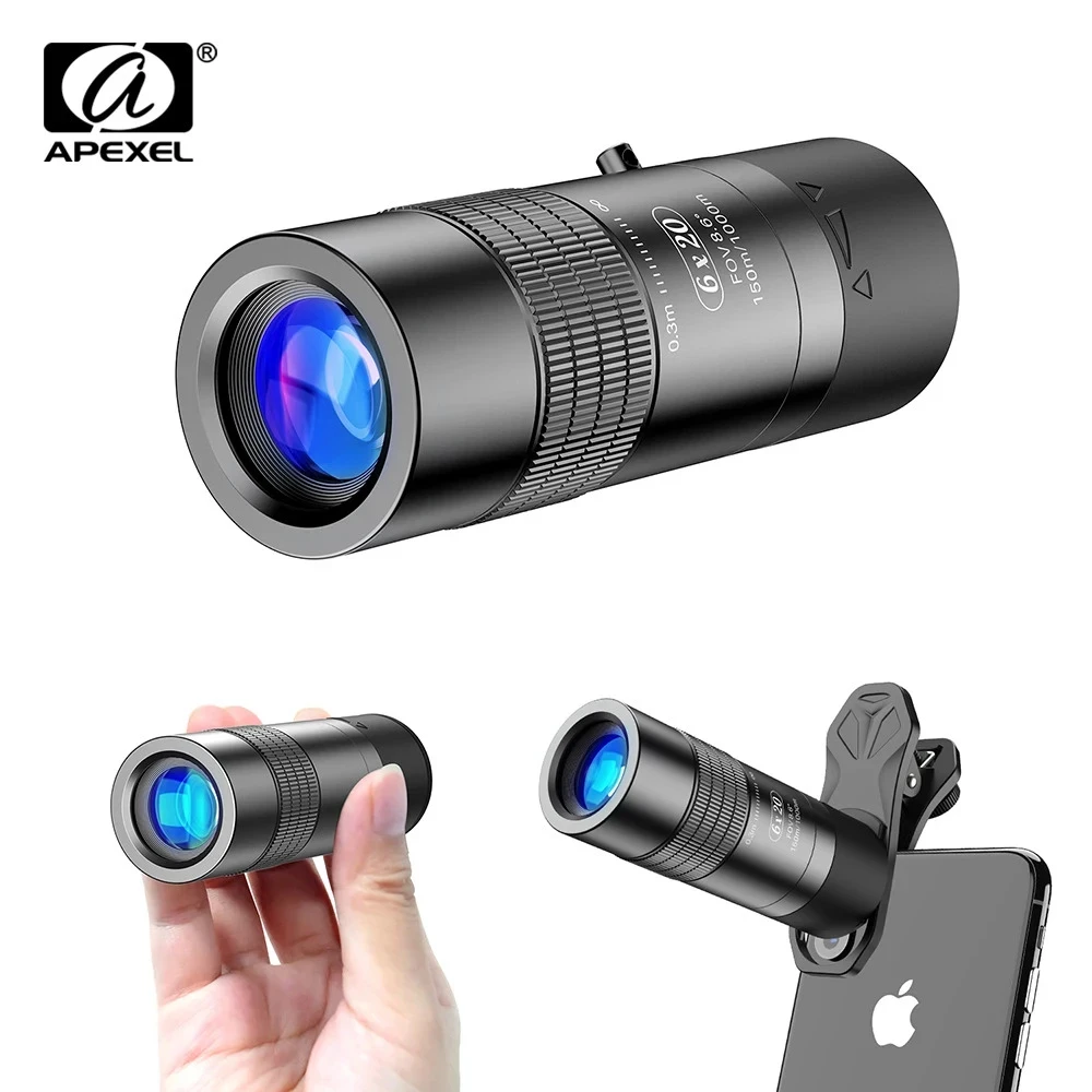Apexel 6X20 HD Mini Close Focus Monocular Kit