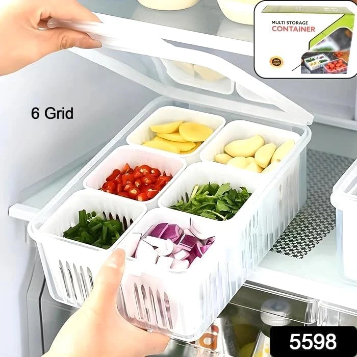 6 Grid Fridge Storage Box | Food Grade | Multi Purpose Organizer