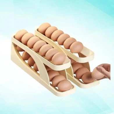 Double-Layer Egg Dispenser Automatic Roll-Down Egg Storage Rack