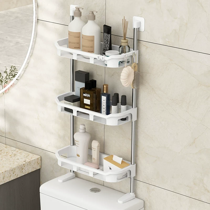 3 layer Toilet Rack No Drilling Shelf Above The Toilet Tank Bathroom Kitchen Storage Rack Shampoo Storage Holder Bathroom Accessories
