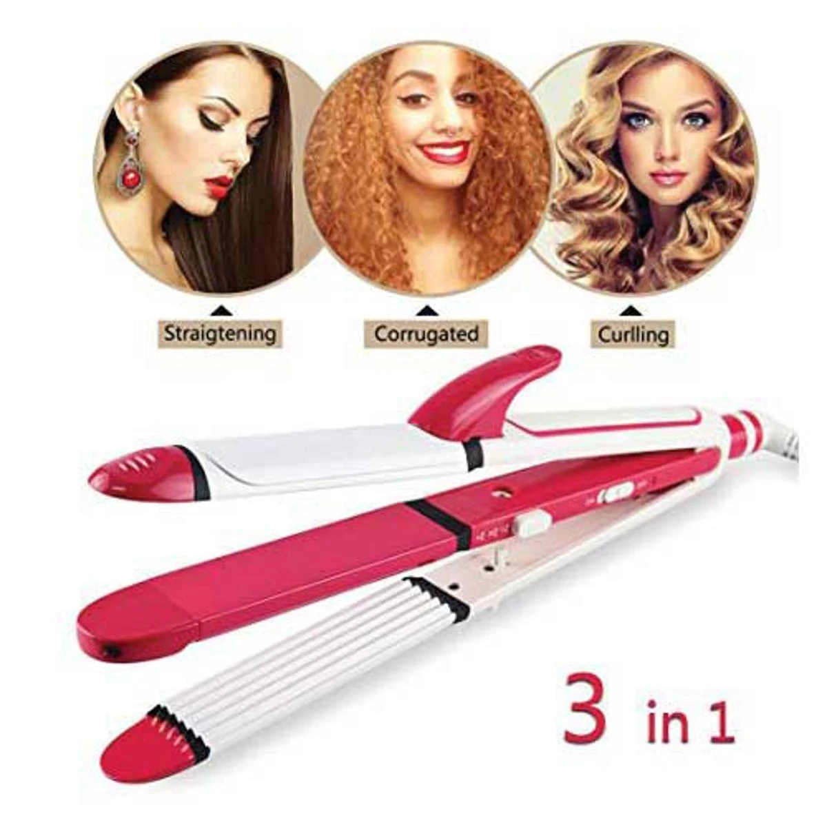 Kemei KM-1213 3-in-1 Professional Hair Iron