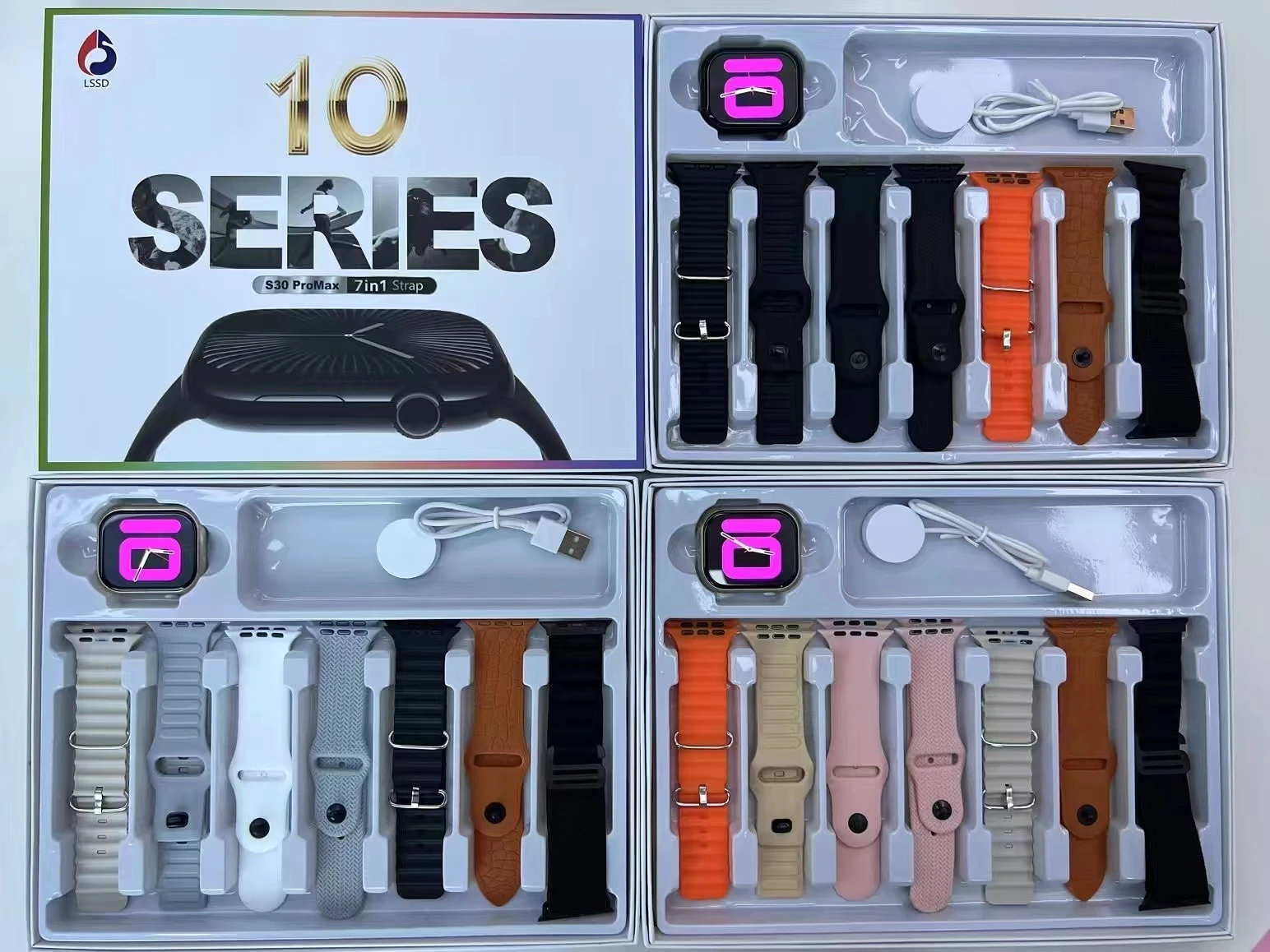 S30 Pro Max Smart Watch with 7 Straps. Series 10 Infinity Screen Bluetooth Calling Smartwatch