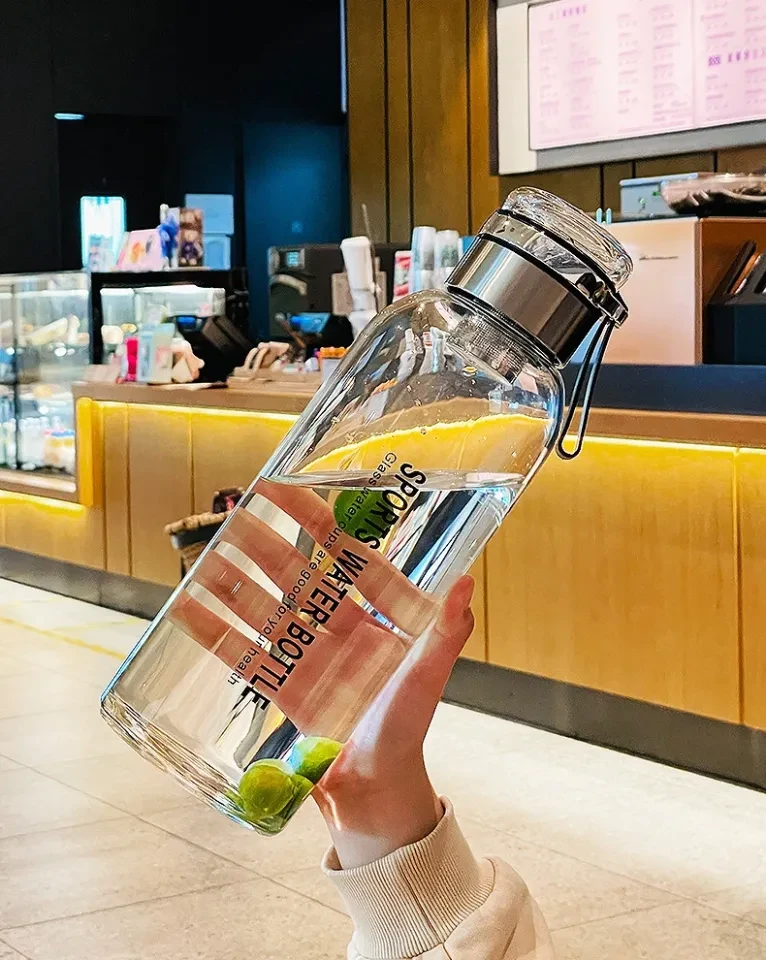 Large Capacity Glass Water Bottle Transparent Milk Juice Cup for Tour Outdoor Sports and Travel Leak Glass Bottle