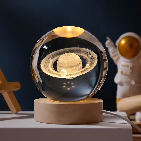 3D Crystal Ball Saturn 7 Color Base