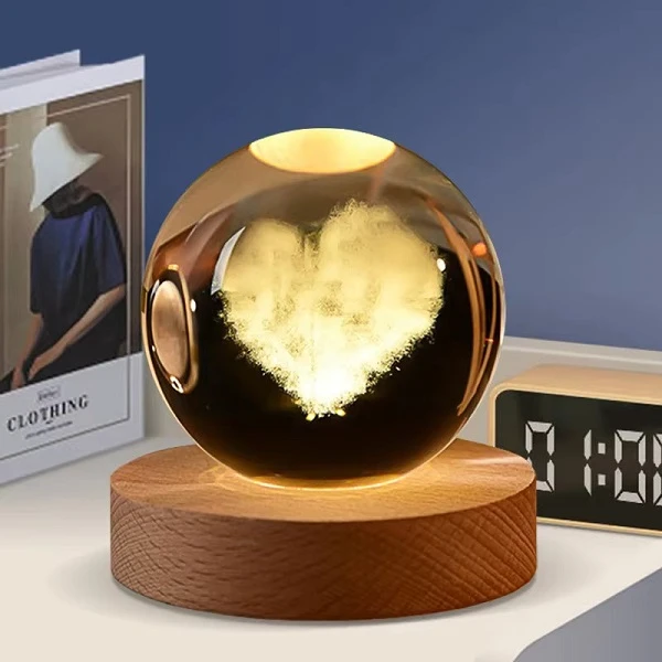 3D Crystal Ball Cloud Love Shape 7 Color Base