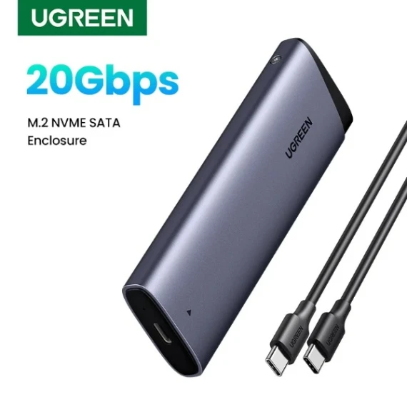 UGREEN 20Gbps M.2 NVMe/SATA SSD Enclosure USB 3.2 Gen 2x2 Adapter for High-Speed Data Transfer Model 55150