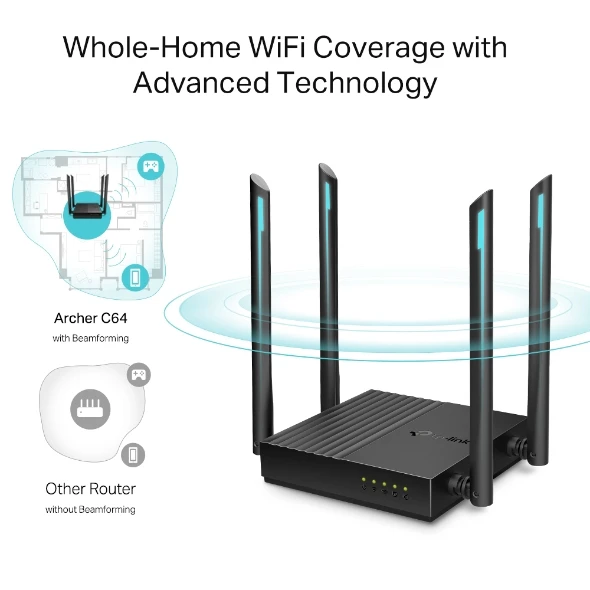 TP-Link Archer C64 AC1200 Dual-Band Gigabit WiFi Router