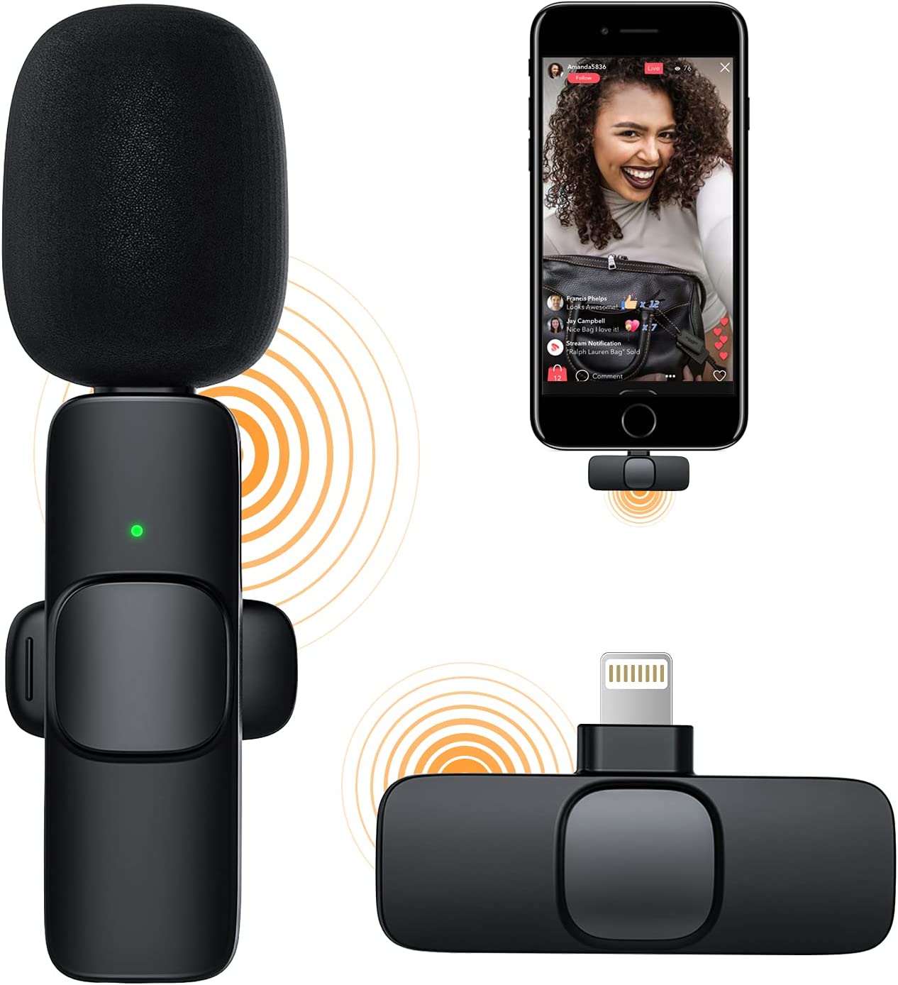 K9 Wireless Lavalier Microphone Type C & lighting Port Upgraded Plug-Play Auto-S