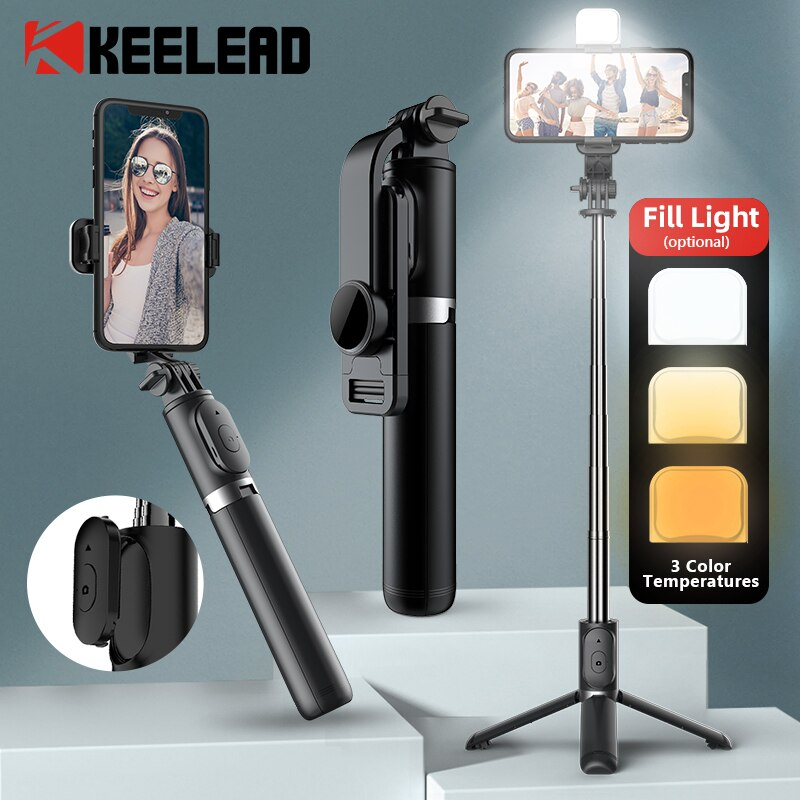 Q07 Bluetooth Integrated Selfie Stick with Light and Bluetooth Remote Control